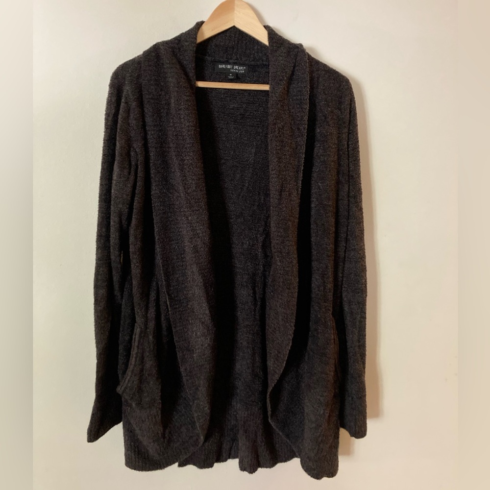 Barefoot Dreams Cozychic Lite Circle Cardigan, Size Medium, Dark Grey
